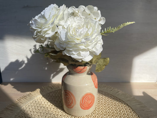 Petit vase graphique orangé
